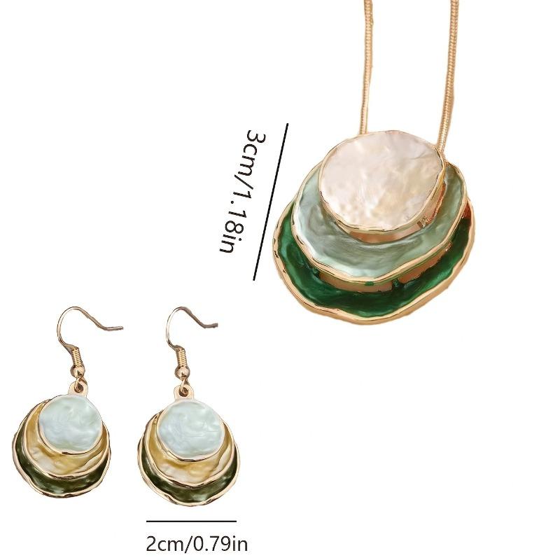Colored Shell Pendant Earrings Bohemian Oil Earrings Necklace Women's Jewelry Set