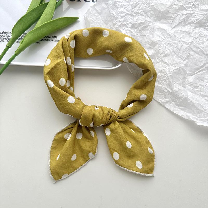 Cotton And Linen Small Square Scarf, Women'S Small Fresh Floral Temperament, Neck Protection, Small Scarf, Headband, Headscarf, Silk Scarf.