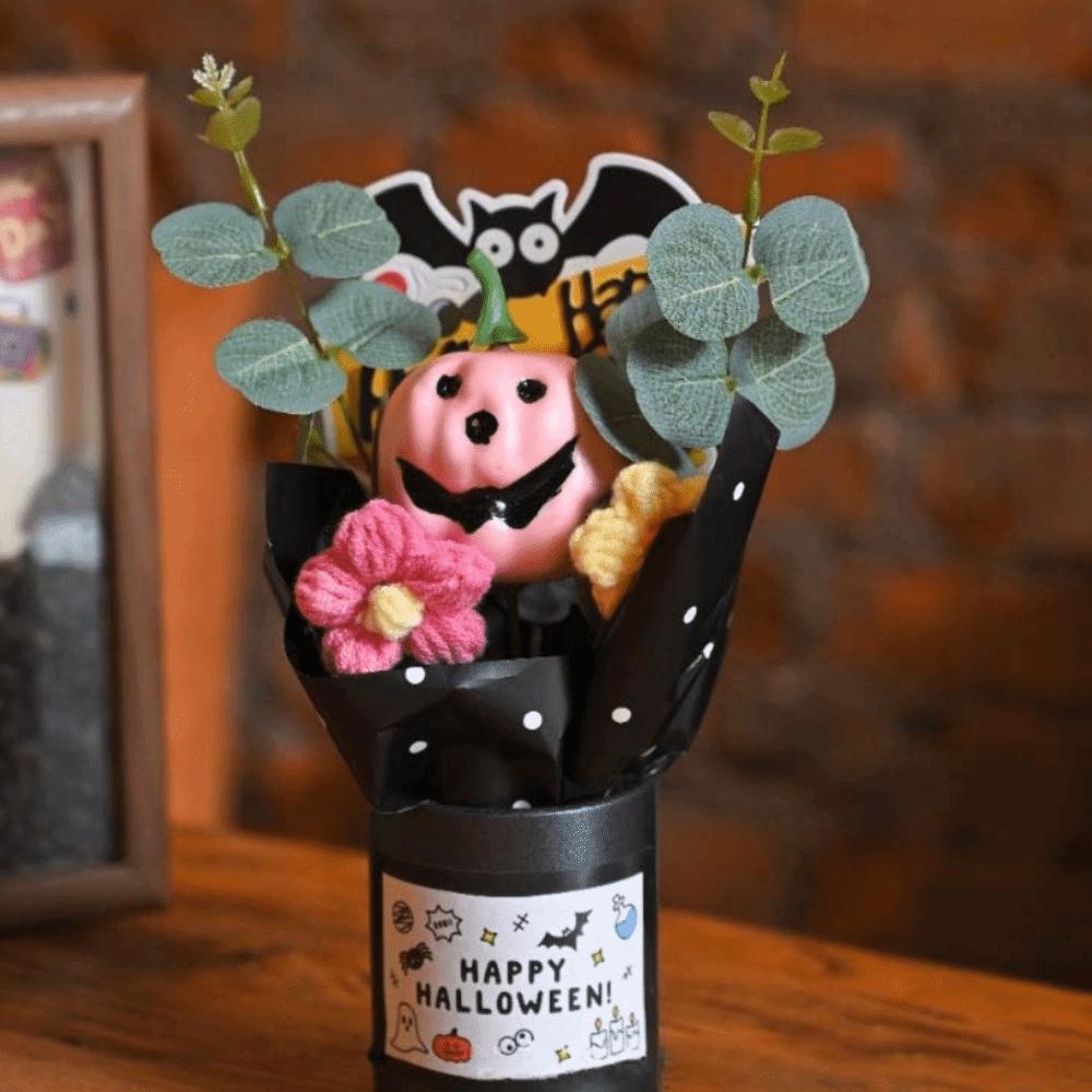 Scene Layout Creative Pumpkin Bouquet Bat Cylinder Halloween Decoration Resin Leaves Ghost Desktop Ornament Party Decor