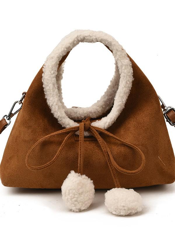 Women's High-End Retro Lambswool Underarm Shoulder Crossbody Bag - Winter Trendy Versatile Handbag