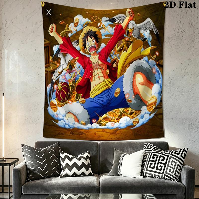 Luffy Pirate Treasure Art Tapestry Background Cloth Fashion Print Soft Gift Background Wall Hanging Cloth