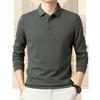 High-End Herren Langarm Jacquard Stoff T-Shirt mit Ananas Muster Locker Mittel Polohemd
