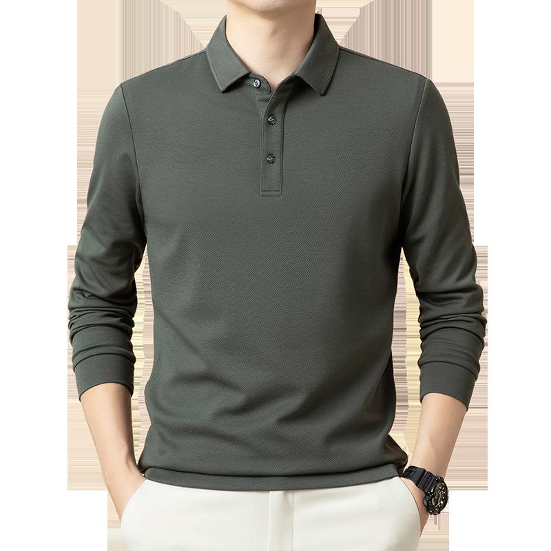 

Высококачественная мужская футболка из жаккардовой ткани с длинными рукавами и узором ананаса, свободная рубашка поло среднего размера 4XL зелёный