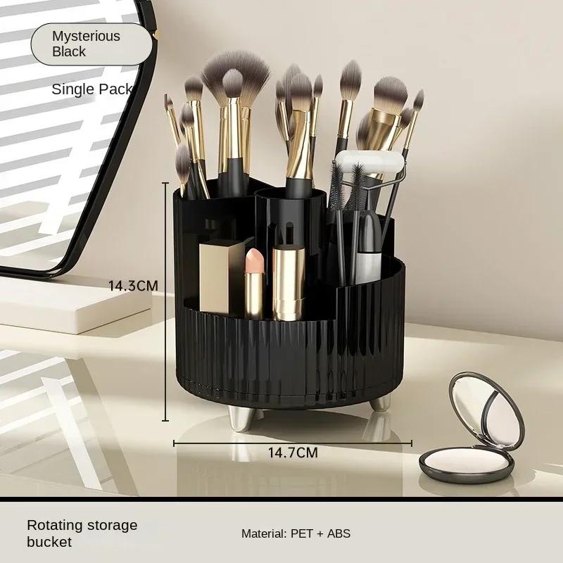 

New Large Capacity Makeup Brush Lipstick Eye Shadow Puff Storage Rack Cosmetics Storage Box Rotating Pen Holder Dresser Table