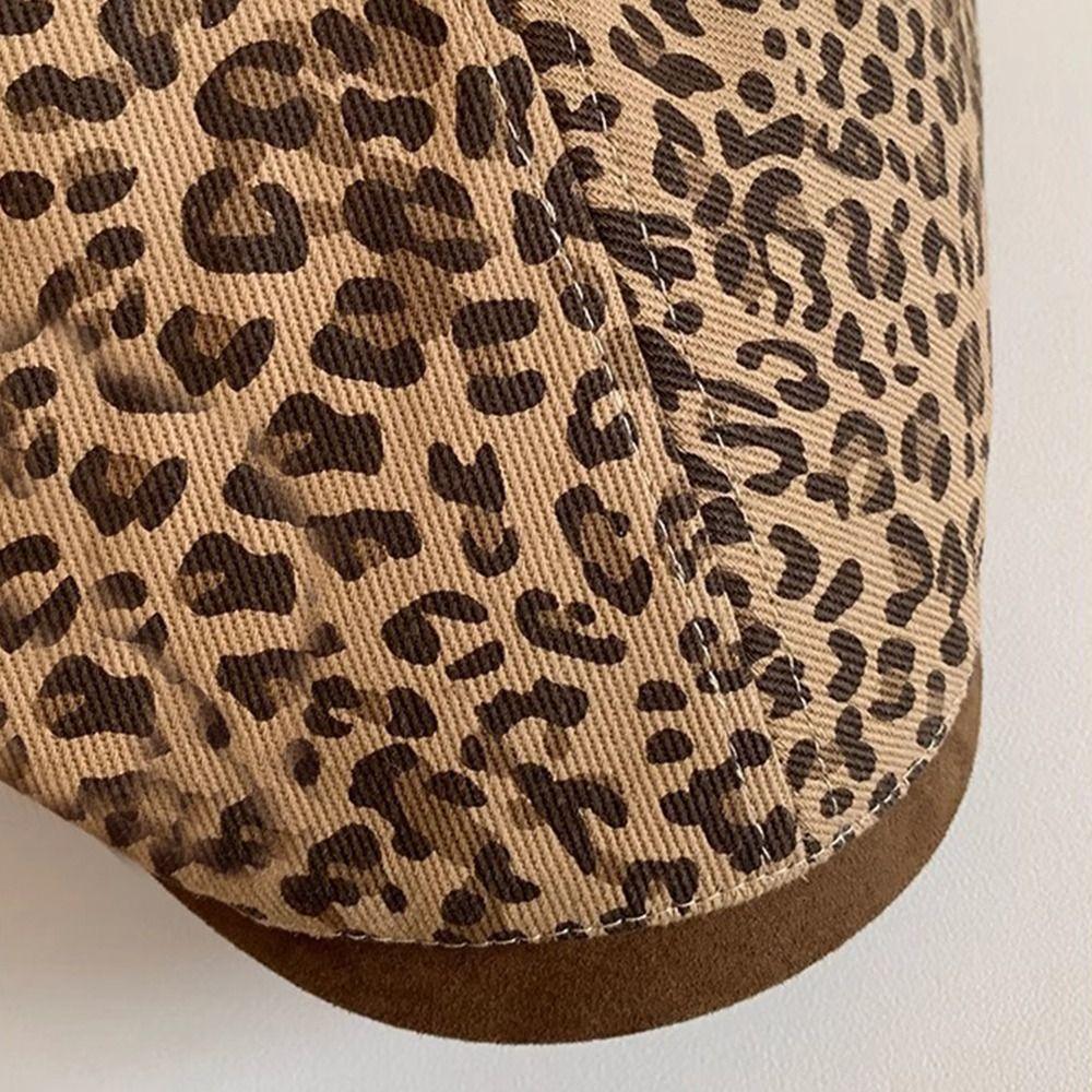 Flat Leopard Newsboy Cap Vintage Painter Cap Trend Leopard Print Beret  Streetwear