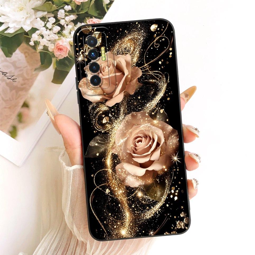 Daisy Bow Pattern Butterfly Flower Cherry Back Cover For Tecno Camon 17 17P 17 Pro Phone Case Soft Silicone Casing CG6 CG7 CG8