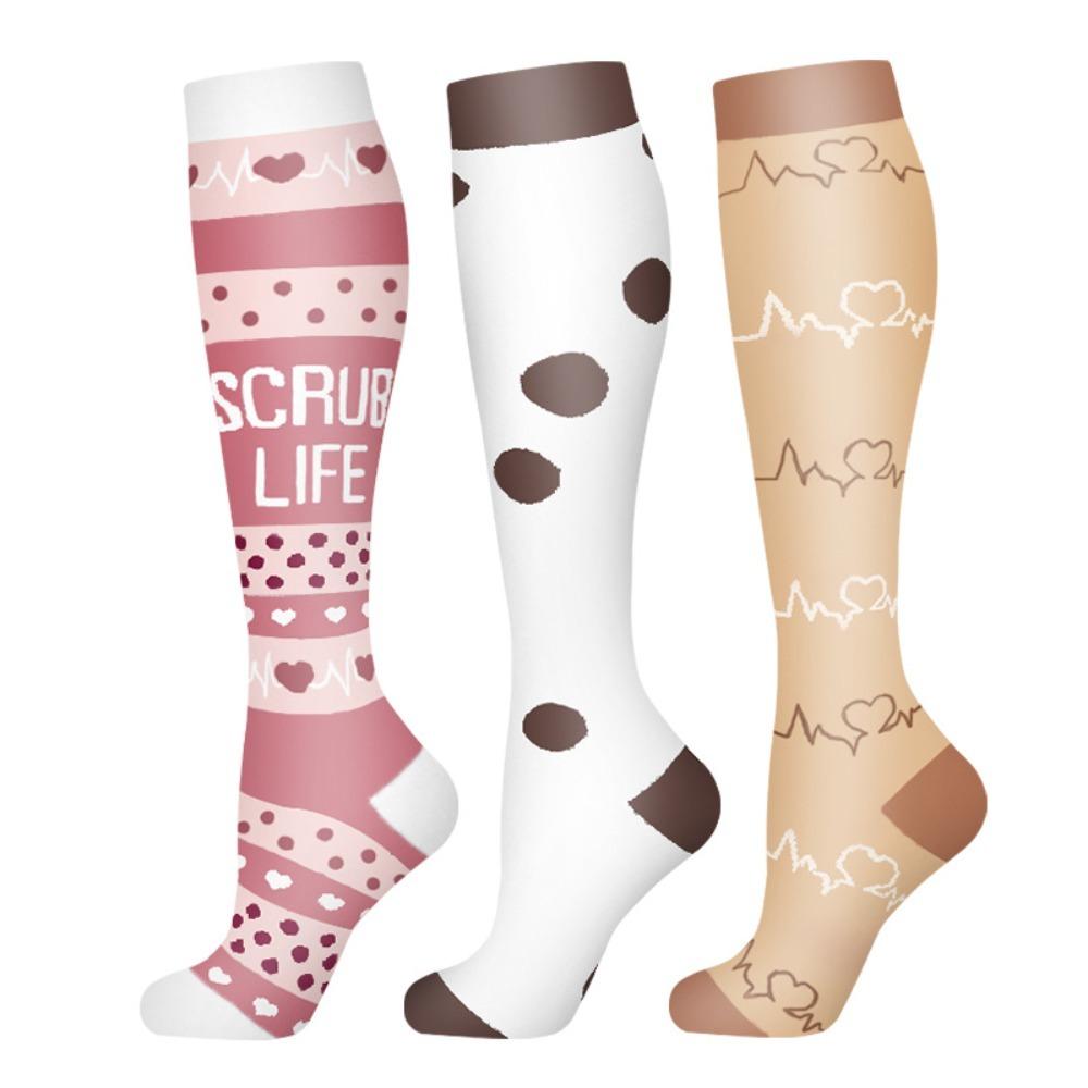 3 Pairs Breathable Compression Socks Soft Nurse Calf Pressure Leg Socks  for Outdoor Sports