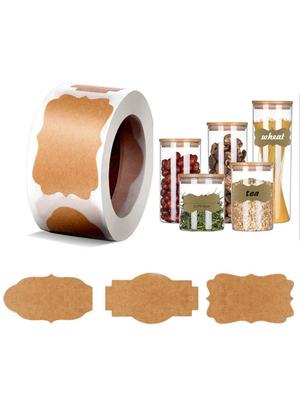 300 pièces/rouleaux Papier Kraft Autocollants Décoratifs Vides DIY Étiquettes d'Emballage pour Pâtisserie Autocollants pour Bouteilles d'Assaisonnement Autocollants Étiquettes de Cuisine