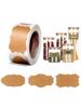300pcs/rolls Kraft Paper Blank Decorative Stickers DIY Baking Packaging Labels Seasoning Bottle Stickers Kitchen Labels Stickers
