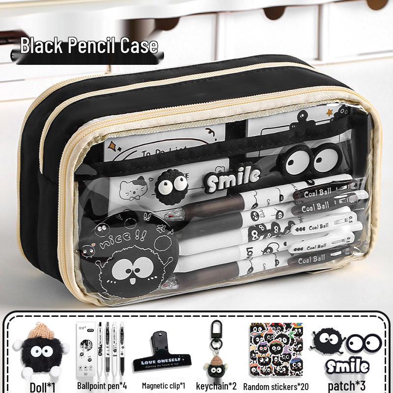 Upgraded Transparent Coal Ball Pencil Case - Stylish, High Capacity for Boys & Girls