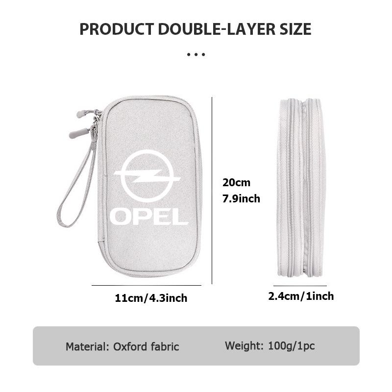 Data Cable Storage Bag Earphones Double Layer Portable Travel Bag For Opel Meriva Mokka Grandland Vectra Zafira Vivaro Antara