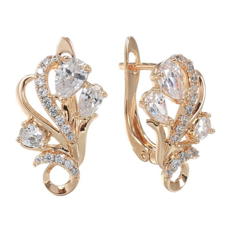 Stylish Water Drop Zircon Earrings With Geometric Design For Women
