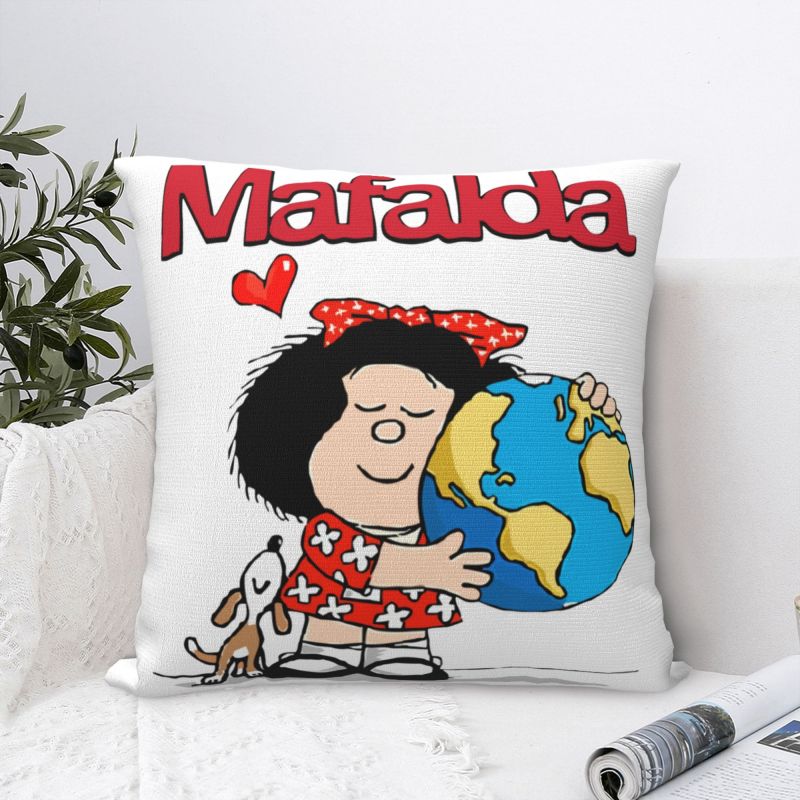 Custom Humor Mafaldas Quino Comic Cartoon Manga Throw Pillow Covers Cushions Cover for Sofa Square Pillowcase