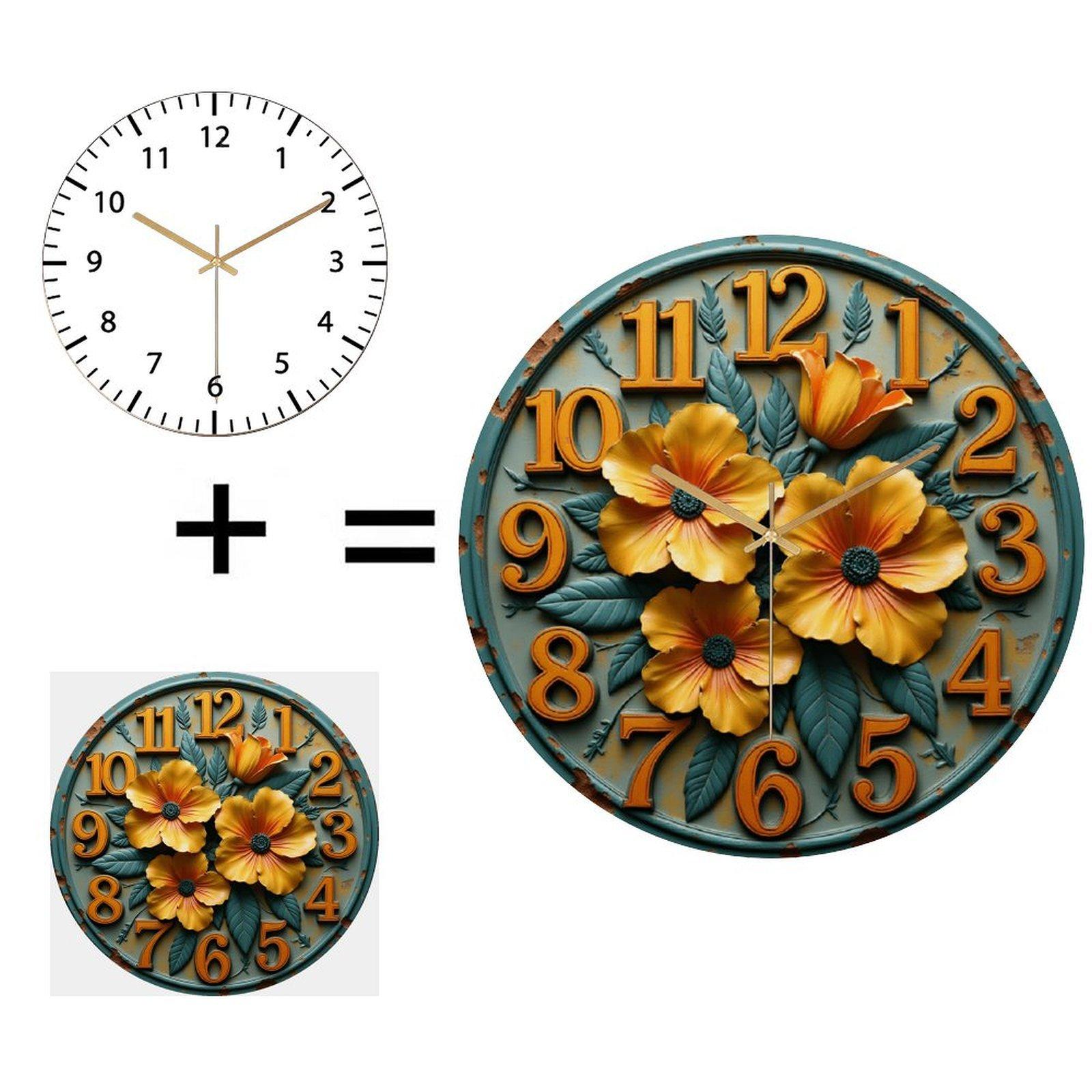 Bold Graphic 30x30cm Round Glass Wall Clock with Oversized Arabic Numerals (White,12 in(30.48cm))
