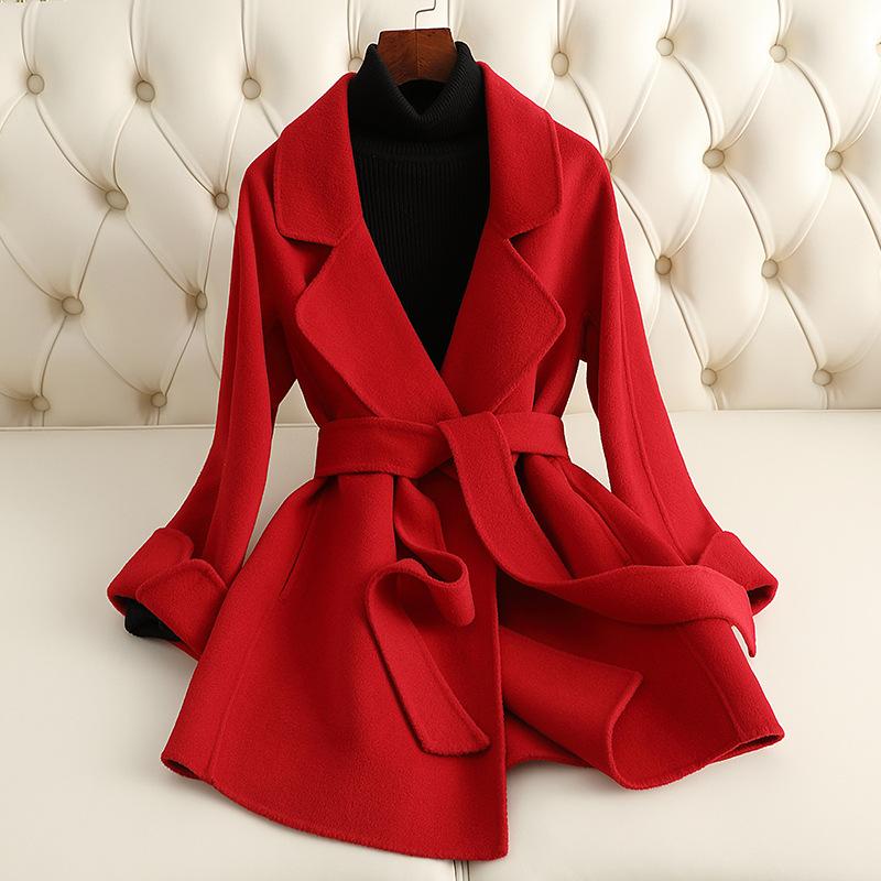Double-sided cashmere coat women's slim-fit short autumn and winter new woolen coat wool coat
