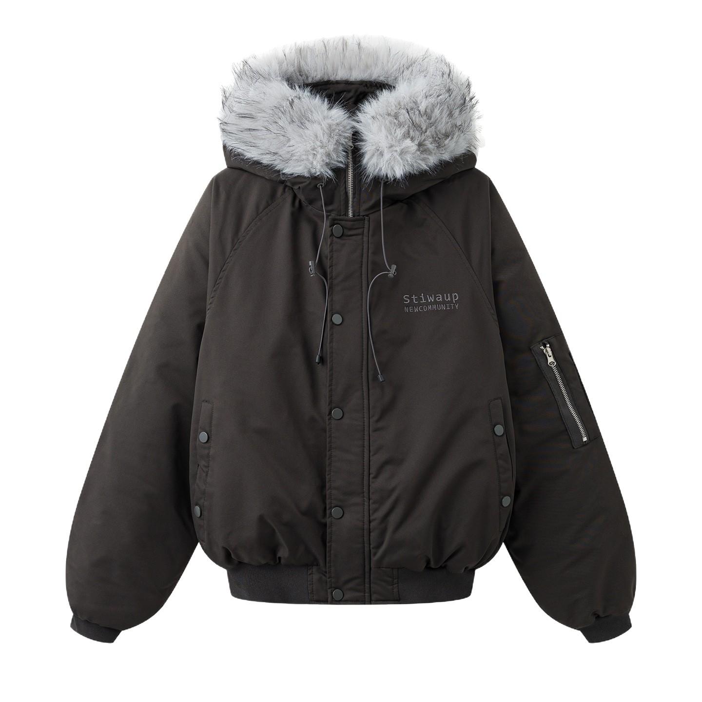 

Зимняя американская куртка-пальто с большим меховым воротником и капюшоном, на пуху и хлопковой подкладке, женская, с чувством дизайна, короткая, толстая, на хлопковой подкладке, чтобы преодолеть. XXL