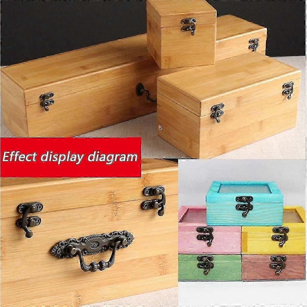 50 Sets of Bronze Hasp Horn Locks, Small Door Locks for Wooden Boxes, with Screws, 37 X 42mm (Left)