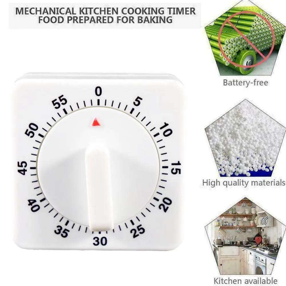 Multifunctional Mechanical Reminder Timer Kitchen 60 Minutes Countdown With Alarm Reminder Magnet Timer Cooking Teaching Homework Office (White/Black)