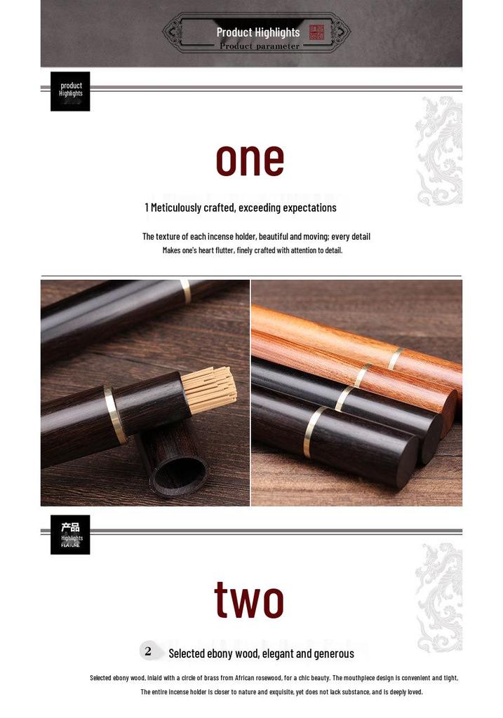 Ebony & Rosewood Incense Sticks with Sandalwood, 20g Pack, Includes Solid Wood Storage Box and Wooden Holder