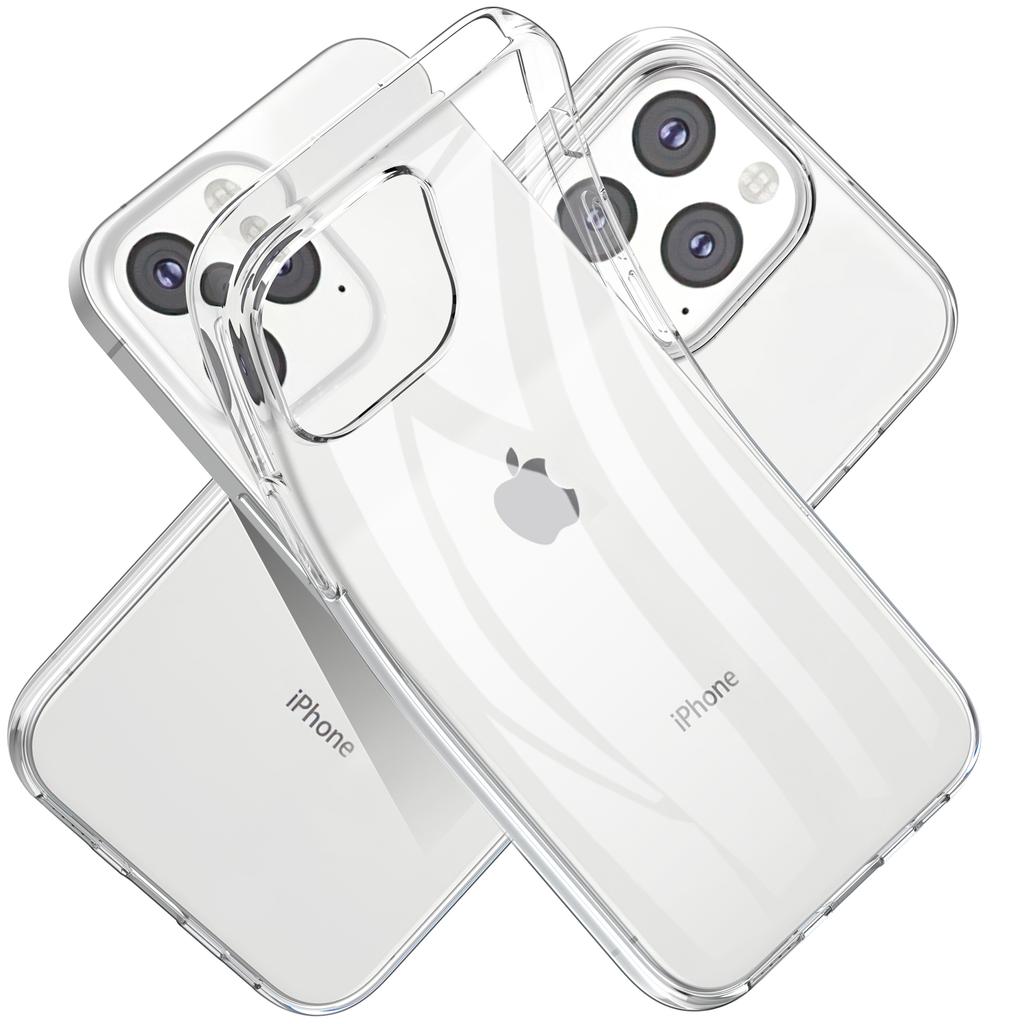 For iPhone 15 Pro Max Soft TPU Clear Phone Cover with 2.5D Tempered Glass Screen Protector