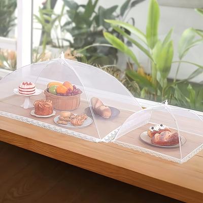 1/2pcs White Fly-proof Vegetable Cover Folding Mesh Food Cover Mosquito-proof Table Cover Home Cooking Cover