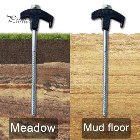 8Pcs Tent Stakes Heavy-Duty Metal Camping Stakes Threaded Anchors Set Up with Drill or Hammer Superior Grip Tent Pegs On Grass Soil Gravel for Canopy