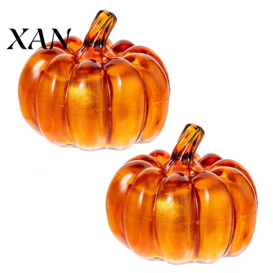 Indoor Pumpkin Decoration 2Pcs LED Glass Set Starry Night Design Halloween Decor Thanksgiving Lighted Lantern Fall Festive Lights