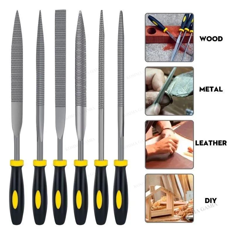 5/6/10Pcs Needle File Set - High-Carbon Steel Files with Non-Slip Ergonomic Handles for Precise Filing on Wood, Plastic, Model