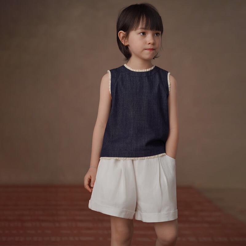 Hacikis Mädchen Baumwoll-Denim-Westentop
