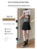 Women's High-Waisted Gray A-Line Skirt Shorts - Spring 2025 Casual Wide-Leg Design