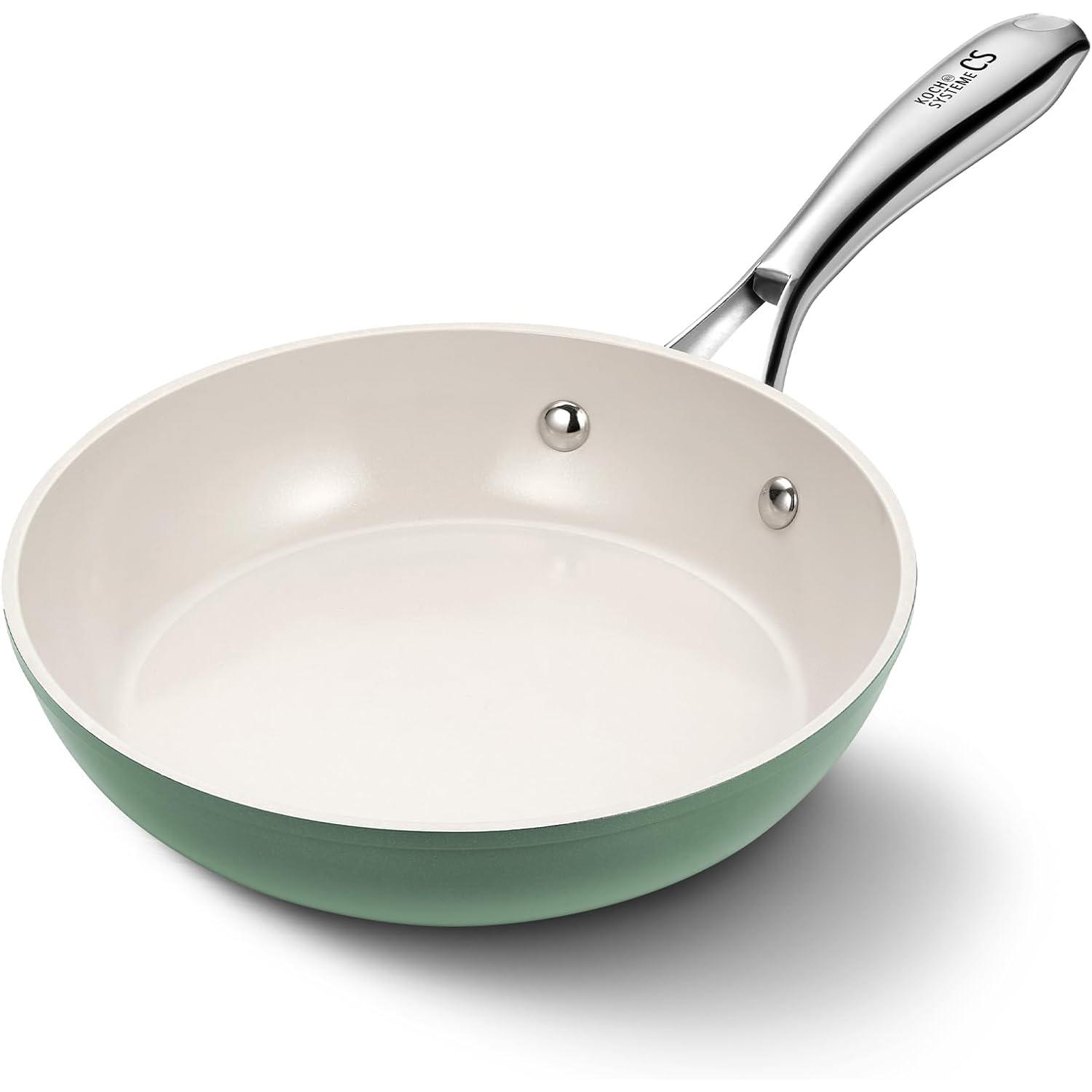 

KOCH SYSTEME CS 8inch Non-stick Frying Pan White Ceramic Coated Egg Skillet Home Dinner Dinner Steak Frying Pan Kitchenware зелений
