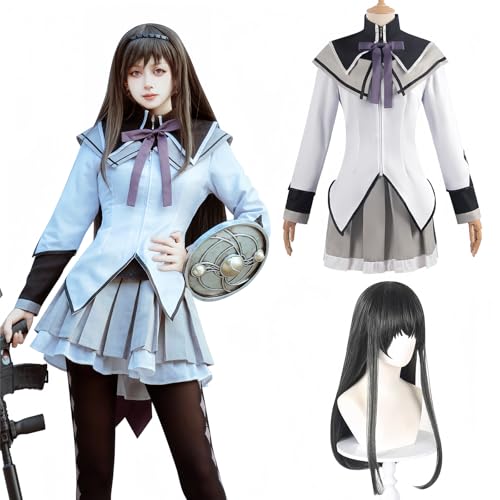 [NOKIJP] Madoka Magica Cosplay, Akemi Homura Cosplay Costume, Akemi Homura Cosplay, Puella Magi Madoka Magica Cosplay Costume for Adults, School Festi