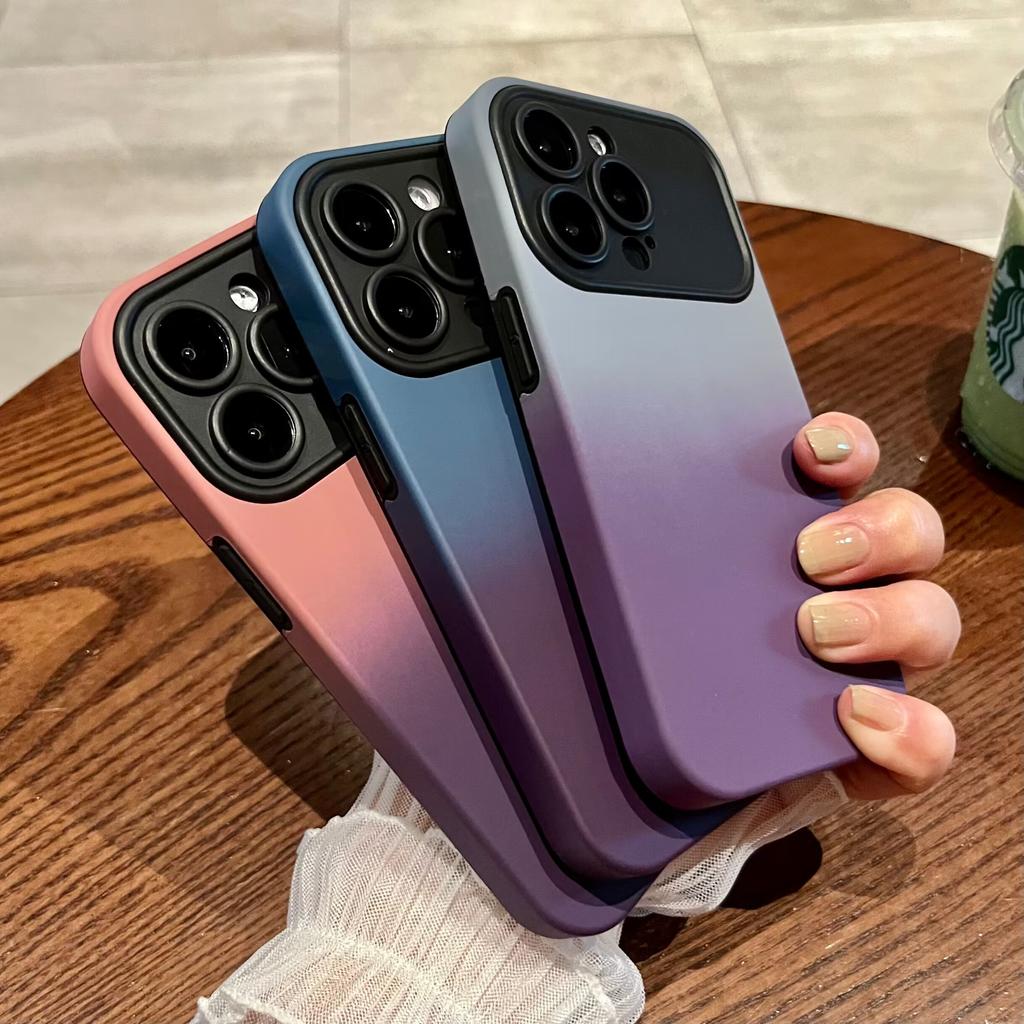 Gradient Camera Protection Phone Case For Iphone 14 13 12 11 Pro Max 14pro Shockproof Matte Soft Silicone Cover For Iphone 14