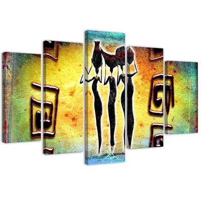 Impression sur toile en cinq parties Femmes africaines dansant