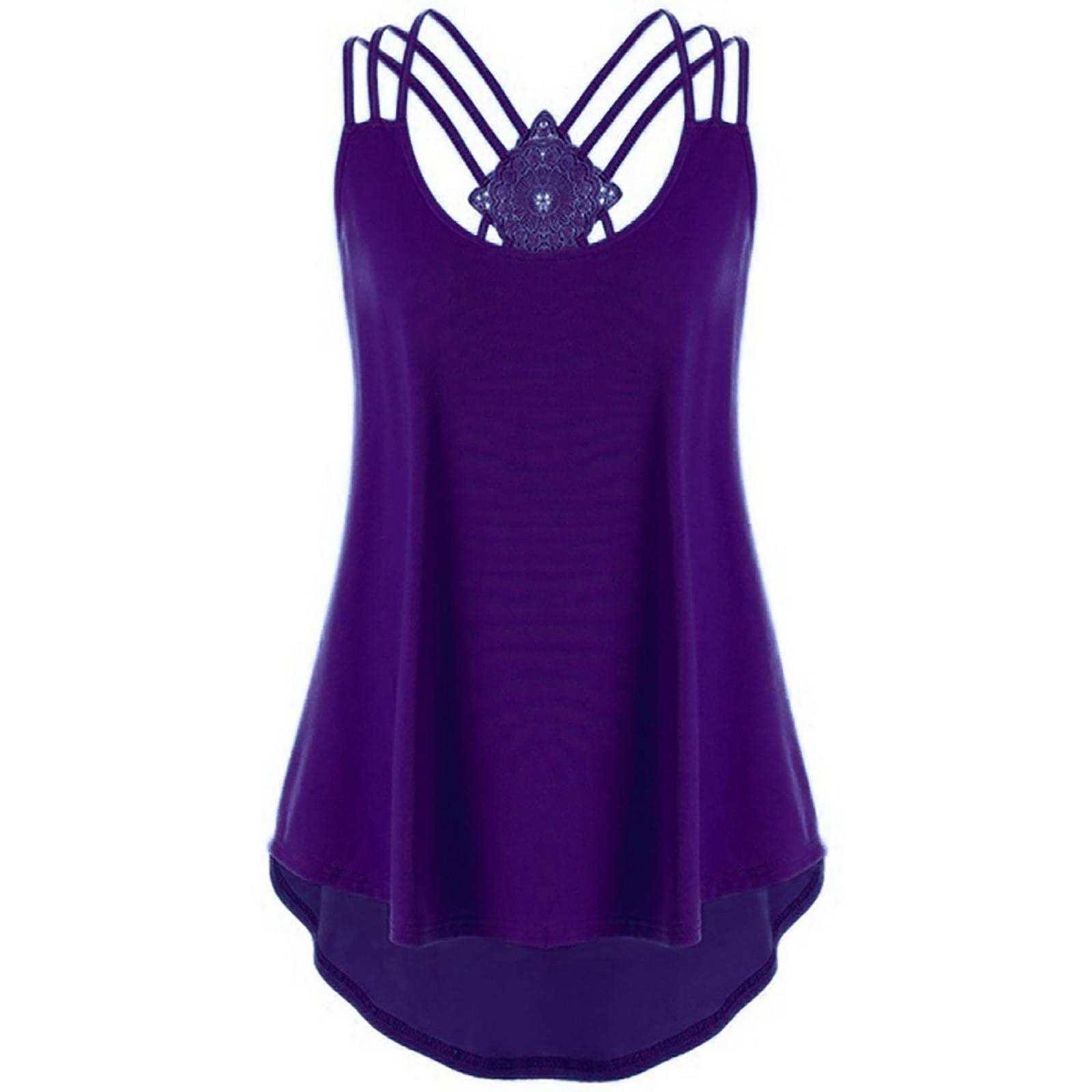 

Женские бинты Жилет без рукавов Топ Высокая низкая майка Примечания Топы на бретельках XXXL фиолетовый