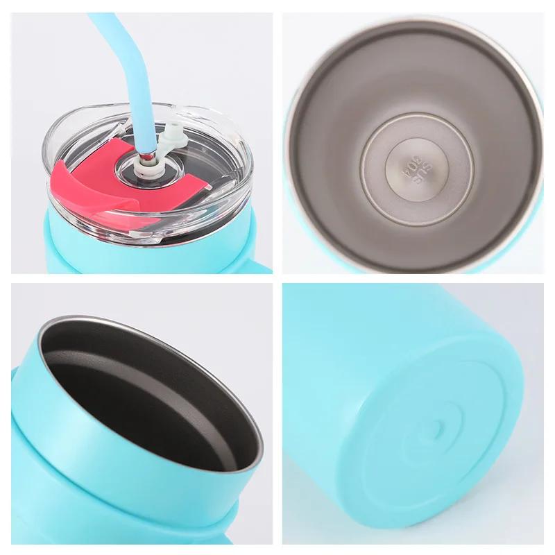 40oz Large Capacity Car Thermal Cup Double Drink Stainless Steel Big Mac Thermos Water Cup With Straw Handle Portable Coffee Cup