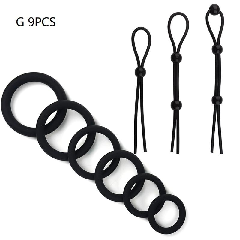 Adjustable Silicone Penis Rings Set for Men - Male Cockring Ejaculation Delay Sex Toy for Couples Adult Fun - 1/3/4/6/7/9Pcs