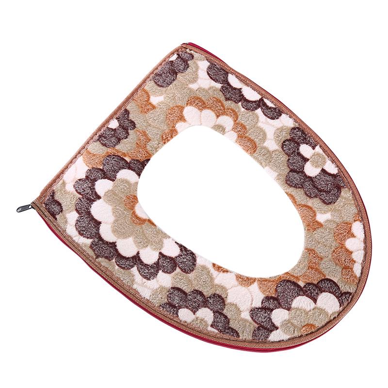 Měkký Korálový Sametový Potah na Záchodové Sedátko Podložka Květinový Vzor Design Koupelnový Dekorativní Doplněk Pro Domácí Koupelnu Ochrana Záchodu Prachotěsný Lze Nainstalovat Odstranit