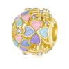 WOSTU 925 Sterling Silver Tow Tone DIY Bee Pendant Lucky Four-Leaf Clover Charm Colorful Leaves Bead Fit Original Bracelet Neck