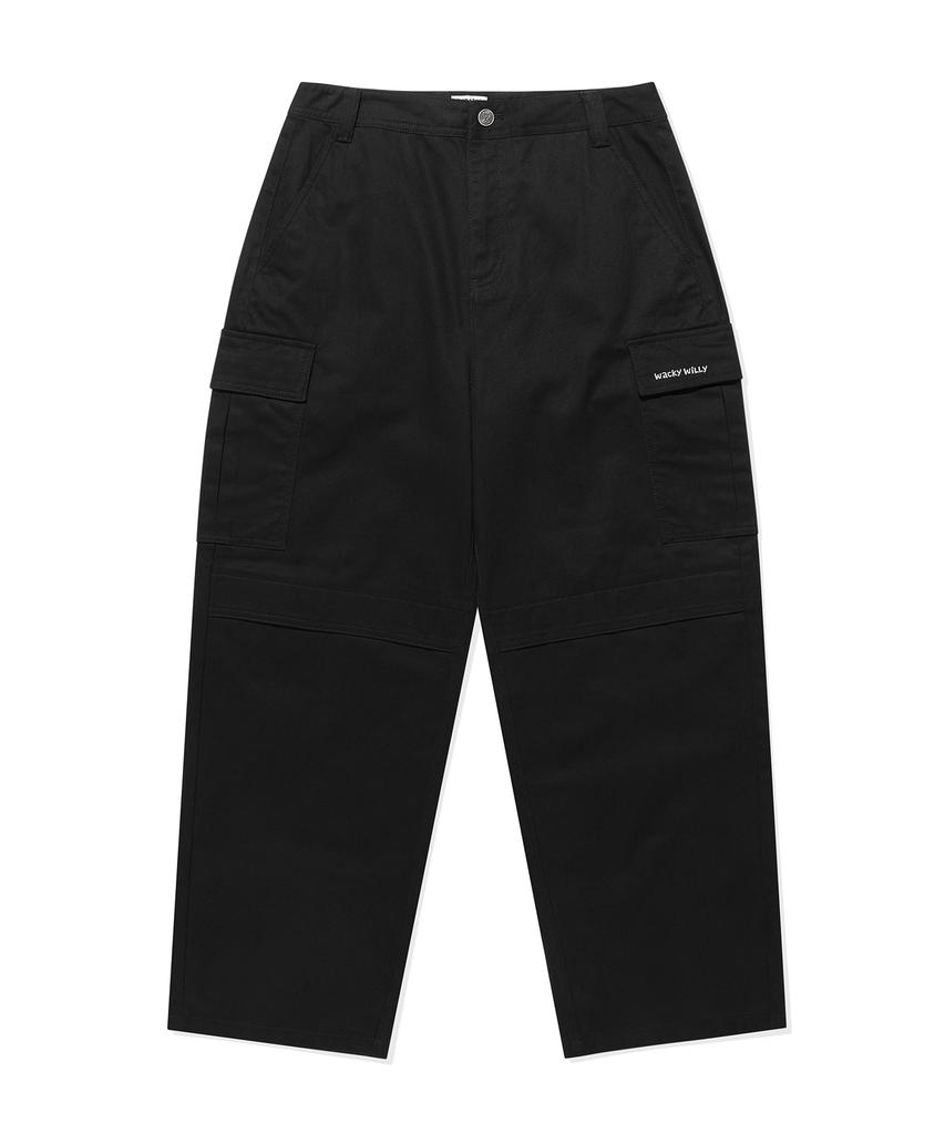 WACKY WILLY Balloon Fit Cotton Cargo Pants Black