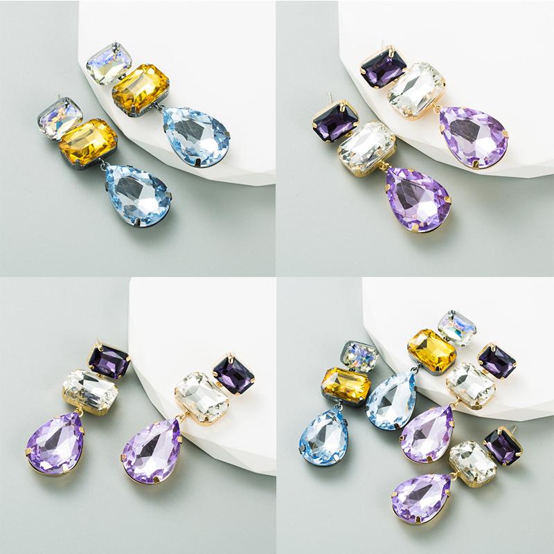 

Модные темпераментные женские длинные серьги из сплава с бриллиантами