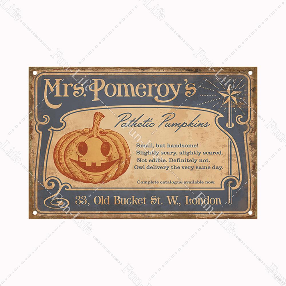 Halloween Pumpkin Tin Sign Vintage Plate Bat Poster Painting Festival Metal Signs Bar Art Party School Wall Home Decor 20x30cm
