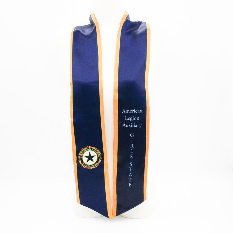 Custom Children's Satin Graduation Gown Set with Embroidered Sash, Tie, and Shawl