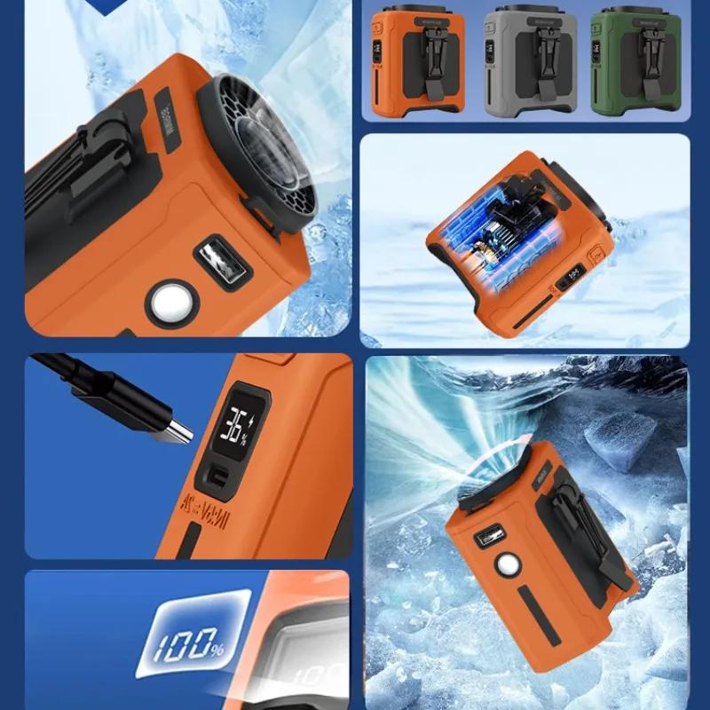 10000mAh Venkovní přenosný pasový ventilátor Závěsný krční ventilátor Silný vítr s Powerbankou LED osvětlení pro Sporty Kurýr Práce venku