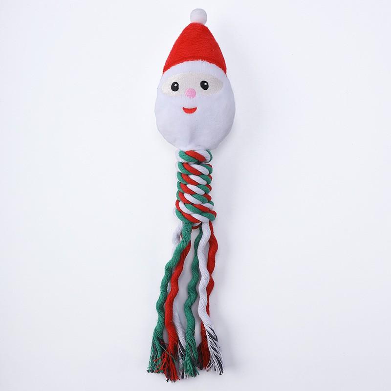 Pet Supplies Dog Toys Grinding Teeth Bite-resistant Knot Cotton Rope Toys Cute Christmas Cartoons Self-Hi Toys