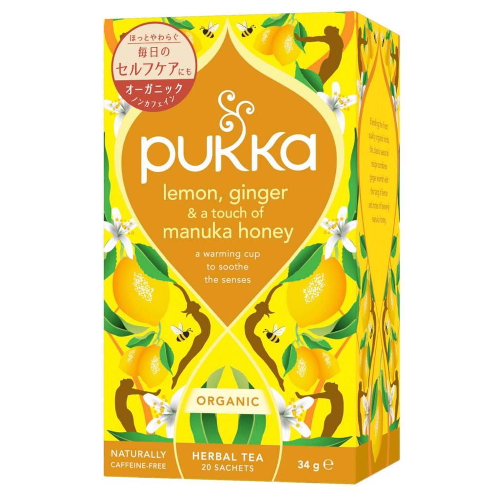 Pukka Organic Herbal Tea Lemon Ginger Touch of Manuka Honey Tea & (20 Bags) Caffeine-Free