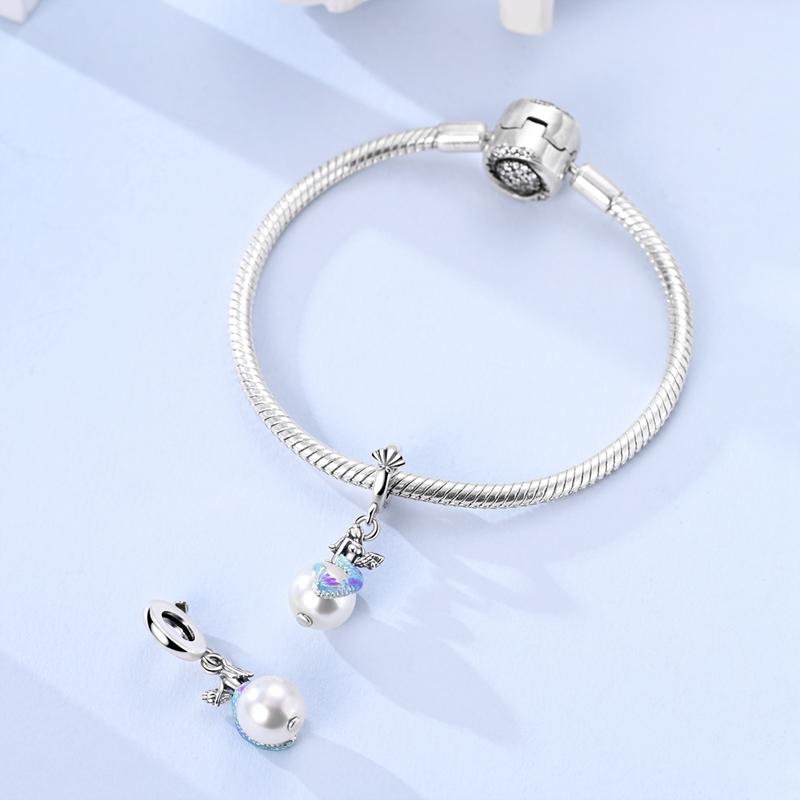 Copper Elegant Exquisite Mermaid Pearl Pendant Charm Compatible With Authentic Charm Bracelets Women Do It Yourself Jewellery Gift