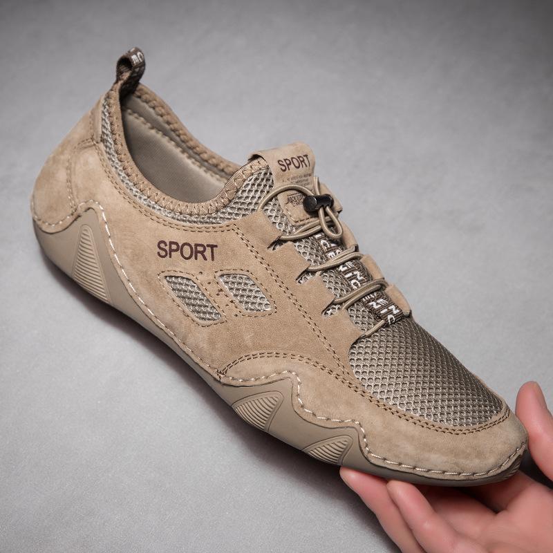 Spring and summer new 2021 men's shoes breathable men's casual leather shoes octopus beanie shoes genuine leather Korean version of sports trendy shoe