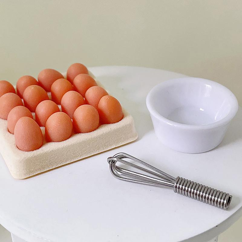 1/4/17PCS Egg With Tray Dollhouse Kitchen Toy Doll Accessories Gift Playing House Miniature Simulation Food Scene Model