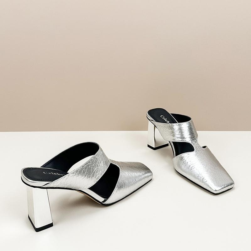 Fashion Plus size 42 Summer Hollow Out Women Sandals Silver Chunky Pumps Luxury Design Slingback Gladiator Rome Shoes Zapatos De Mujer